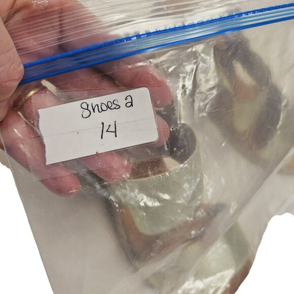 Andre Assous Allison Wedge Sandals Espadrille Gold Metallic Leather Womens 9-9.5 - Picture 13 of 13